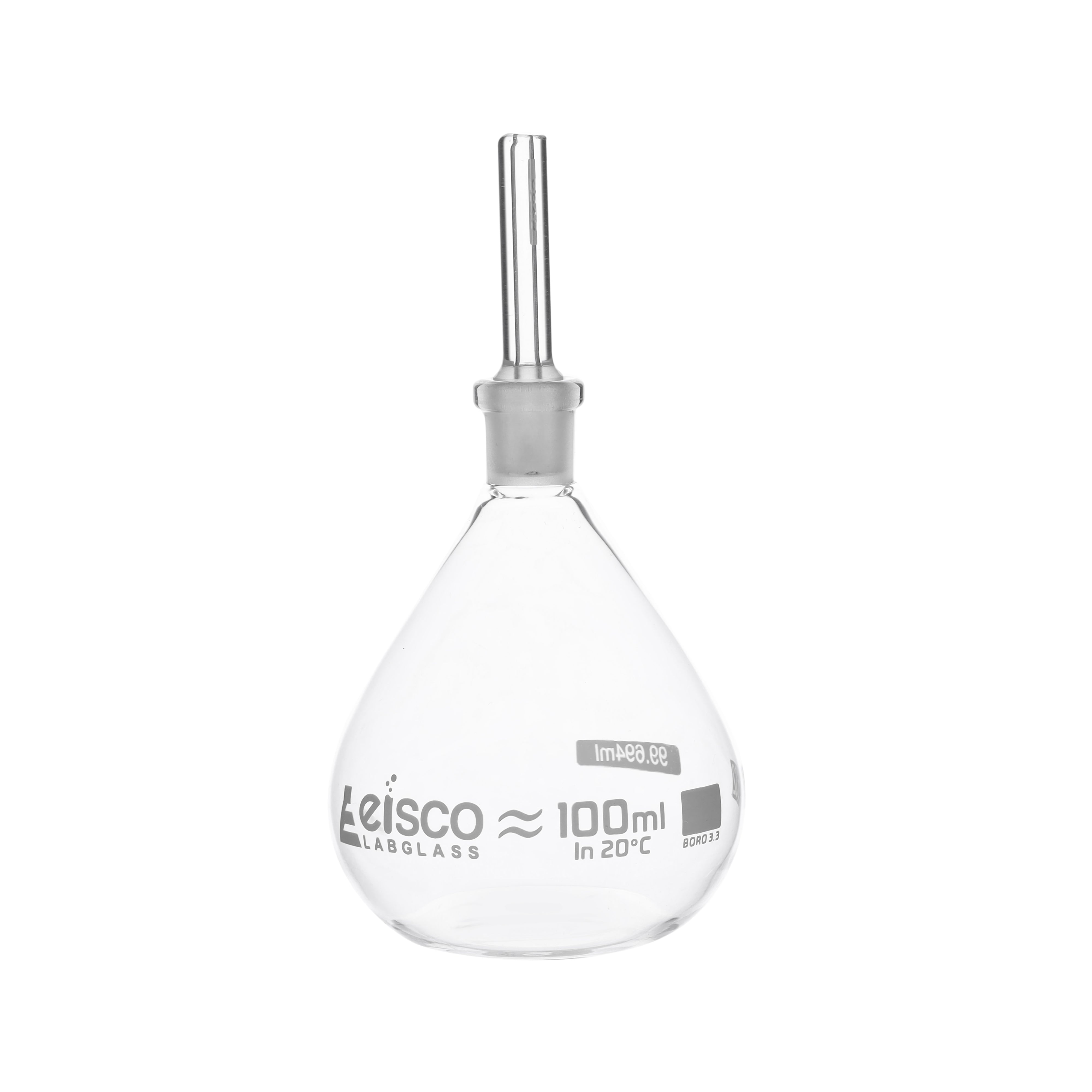 Pycnometer 100 ml, calibrated,made of borsilicate glass - eiscoindustrial