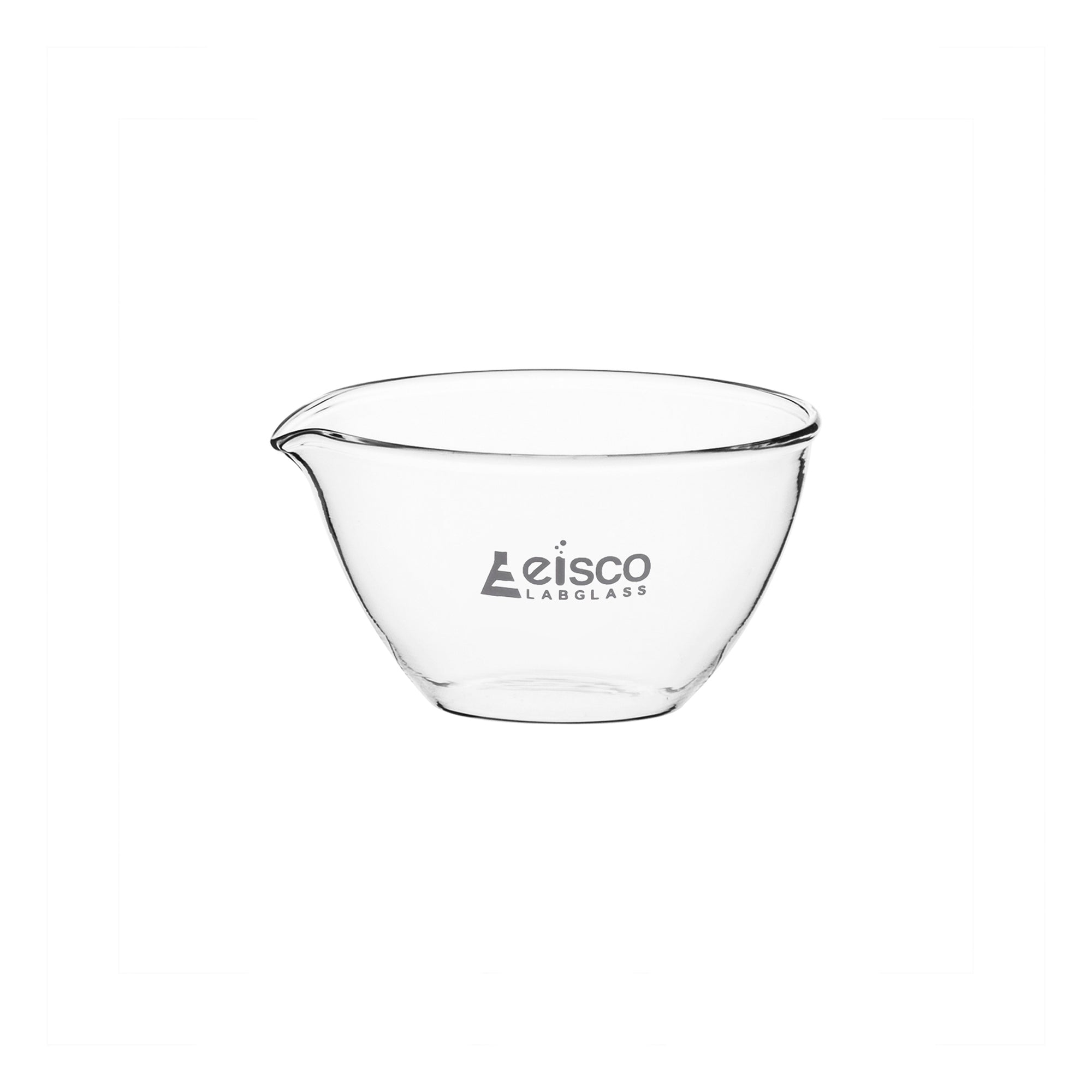 Basin Evaporating, outer dia 50mm, borosilicate glass, flat bottom with spout - eiscoindustrial