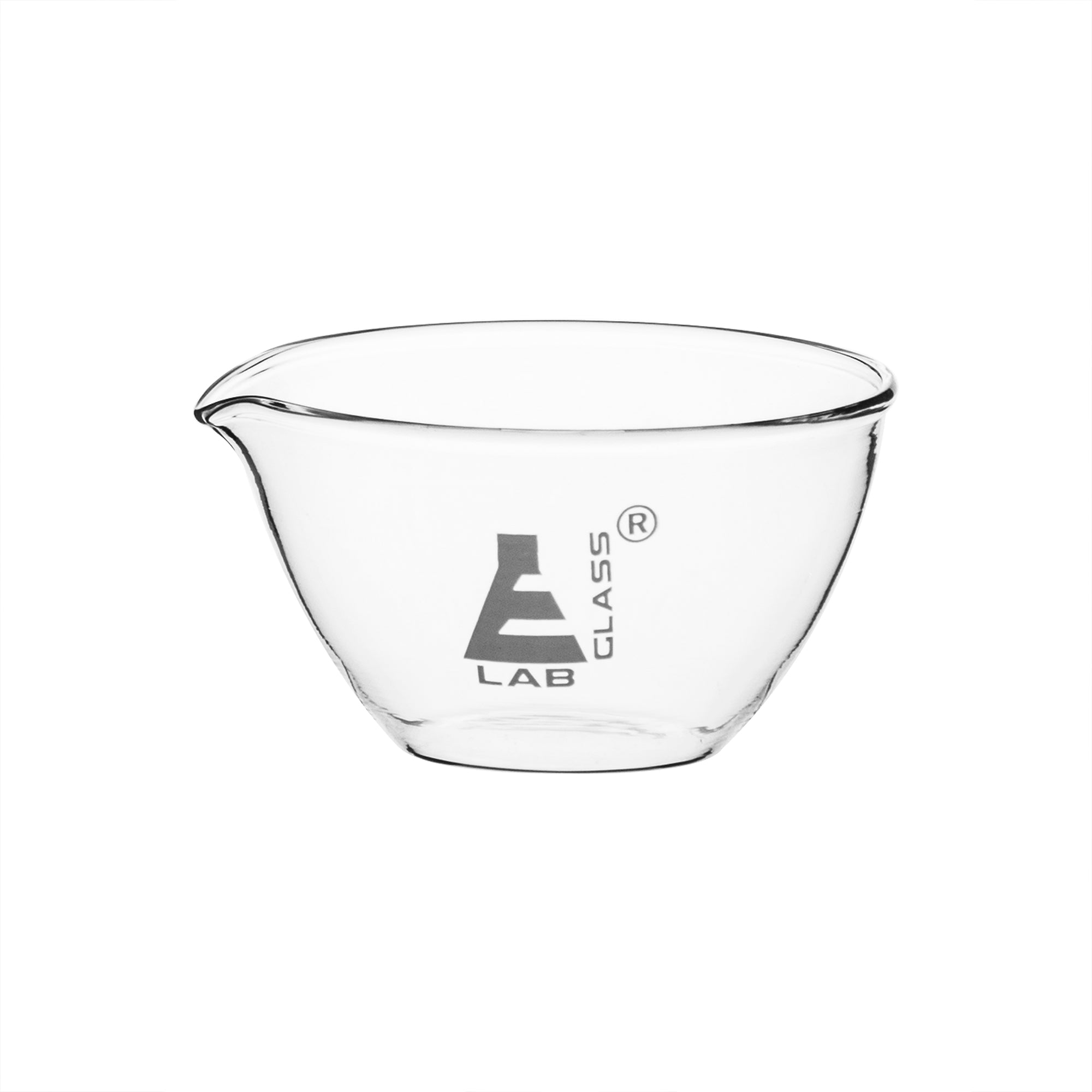 Basin Evaporating, outer dia 80mm, borosilicate glass, flat bottom with spout - eiscoindustrial