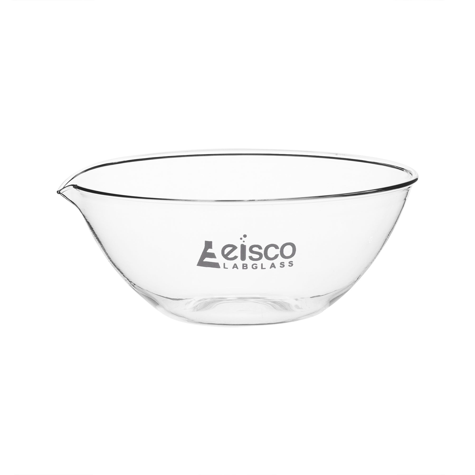 Basin Evaporating, outer dia 200mm, borosilicate glass, flat bottom with spout - eiscoindustrial