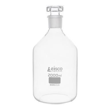 Bottle Reagent, made of borosilicate glass, narrow mouth with interchangeable hexagonal glass hollow stopper 2000ml., socket size 34/35 - eiscoindustrial