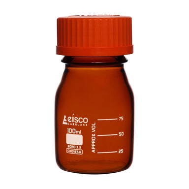 Bottle Reagent Amber, borosilicate glass, with screw cap (GL 45) 100 ML - eiscoindustrial