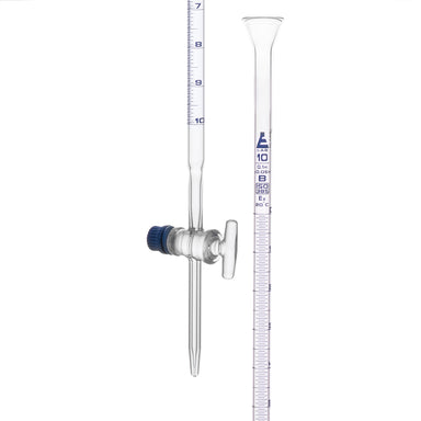 Burettes - Glass Key Capacity 10ml Sub. Div.0.05ml Tolerance ± 0.05ml, class-B, Blue Graduation - eiscoindustrial