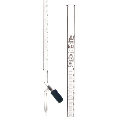 Burettes - PTFE Rotaflow stopcock, capacity 50ml, Sub. Div. 0.10ml Tolerance ± 0.05ml, class 'A', White Graduation - eiscoindustrial