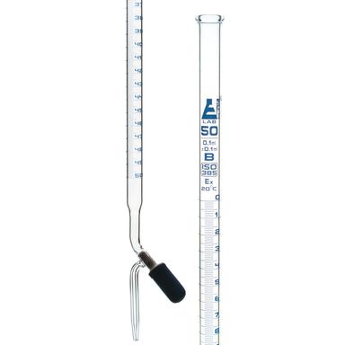 Burettes - PTFE Rotaflow stopcock, capacity 50ml, Sub. Div. 0.10ml Tolerance ± 0.10ml, class 'B', White Graduation - eiscoindustrial