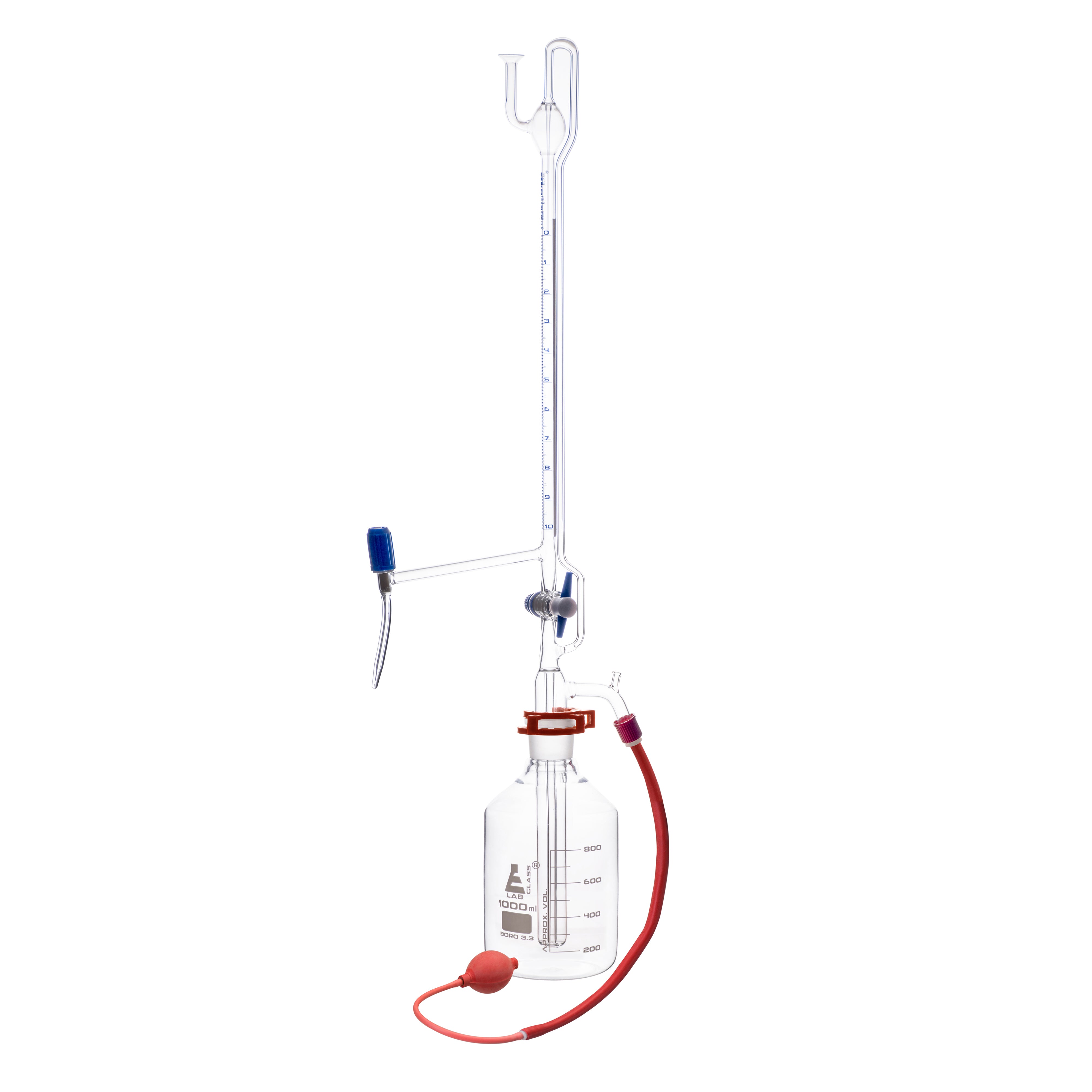 Burettes - Automatic - Glass with Intermediate PTFE key stopcock, capacity 10ml, Sub. Div. 0.05ml Tolerance ± 0.05ml, class 'B' - eiscoindustrial