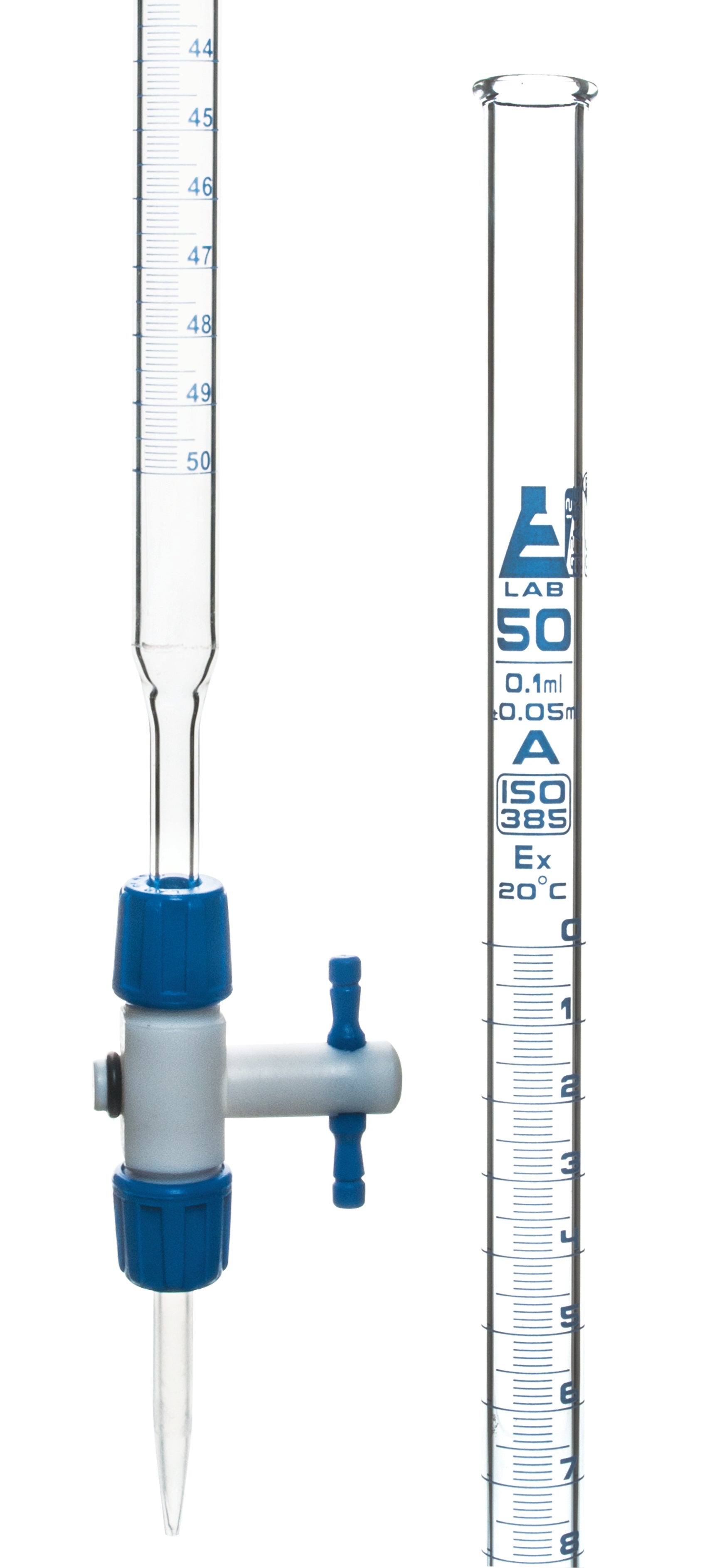 Burettes - Modular, PTFE stopcock, capacity , Sub. Div. 0. Tolerance ± 0, class 'A' 100 ML - eiscoindustrial