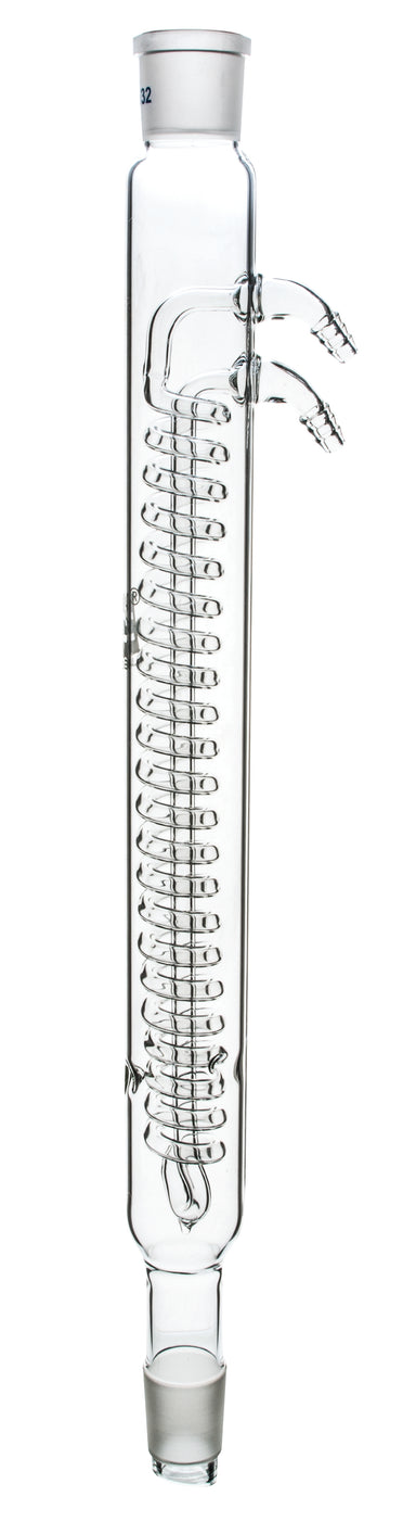 Condenser - Dimroth, Socket size 14/23 & Cone size 14/23, Length 16cm, boro. Glass with Plastic Connector - eiscoindustrial