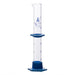 Cylinder Measuring Graduated, cap. 25ml., class 'B', detachable plastic hex. base with spout and protection collar, borosilicate glass, Blue Graduation - eiscoindustrial