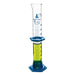 Cylinder Measuring Graduated, cap. 100ml., class 'B', detachable plastic hex. base with spout and protection collar, borosilicate glass, Blue Graduation - eiscoindustrial