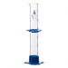 Cylinder Measuring Graduated, cap. 50ml., class 'B', detachable plastic hex. base with spout and protection collar, borosilicate glass, Blue Graduation - eiscoindustrial