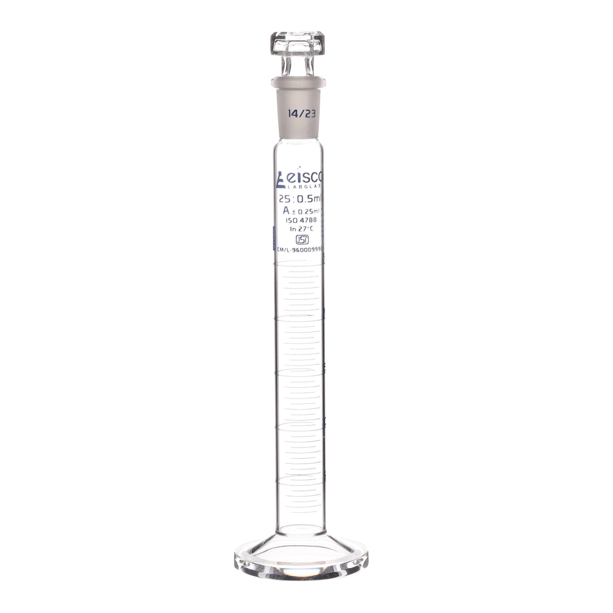 Cylinder Mixing Graduated, cap. 25ml., class 'A', glass round base, co ...