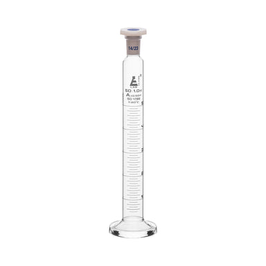 Cylinder Mixing Graduated, cap. 50ml., class 'A', glass round base, complete with interchangeable Glass stopper, borosilicate glass, White Graduation - eiscoindustrial