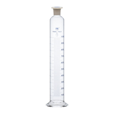 Cylinder Mixing Graduated, cap. 1000ml., class 'A', glass round base, complete with interchangeable Glass stopper, borosilicate glass, Blue Graduation - eiscoindustrial