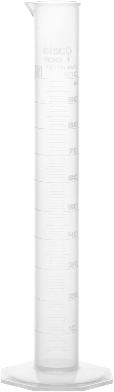 Cylinder Measuring Graduated-Octagonal base, cap. 100ml, Class B,Polypropylene - eiscoindustrial