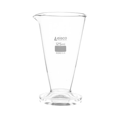 Conical Measures 125ml., borosilicate glass, ungraduated with glass base and spout - eiscoindustrial