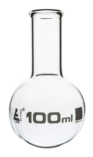 Flask Boiling 100ml, round bottom, narrow neck, borosilicate glass - eiscoindustrial