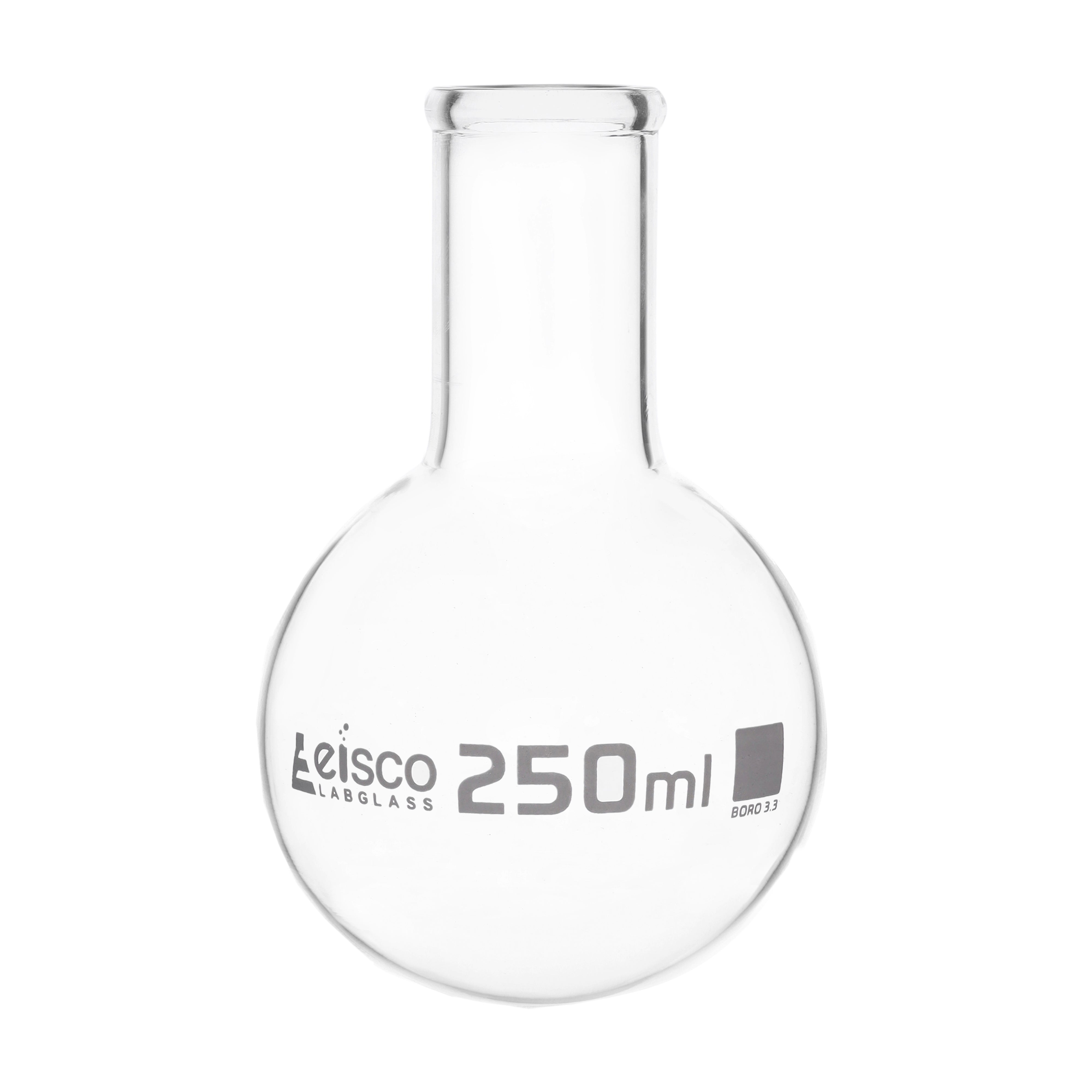 Flask Boiling 250ml, round bottom, narrow neck, borosilicate glass - eiscoindustrial