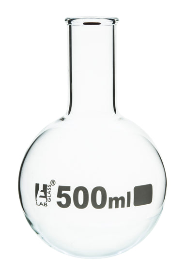 Flask Boiling 500ml, round bottom, narrow neck, borosilicate glass - eiscoindustrial