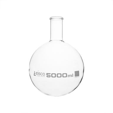 Flask Boiling 5000ml, round bottom, narrow neck, borosilicate glass - eiscoindustrial