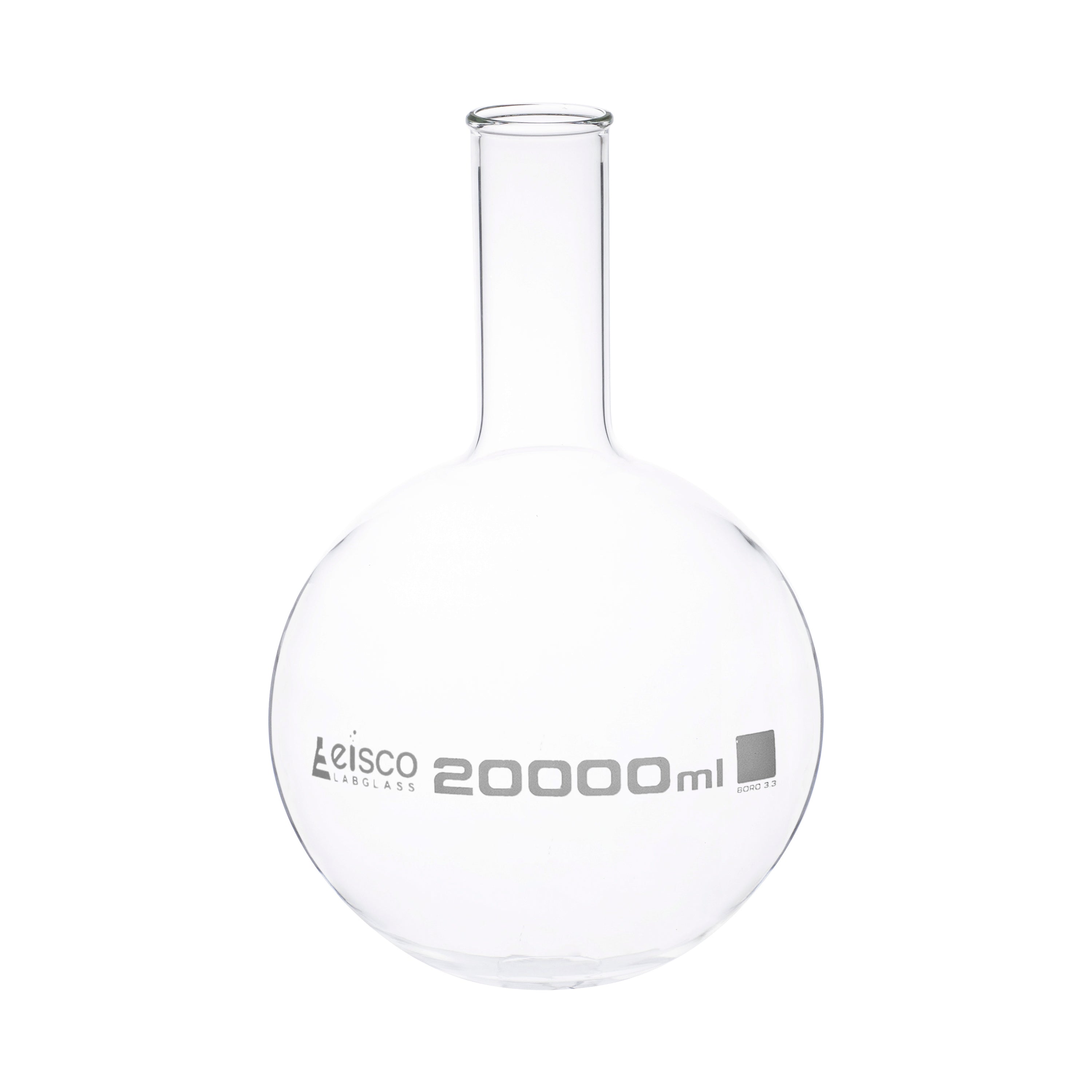 Flask Boiling 20,000ml, round bottom, narrow neck, borosilicate glass - eiscoindustrial