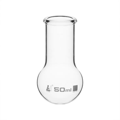 Flask Boiling 50ml, round bottom, wide neck, borosilicate glass - eiscoindustrial