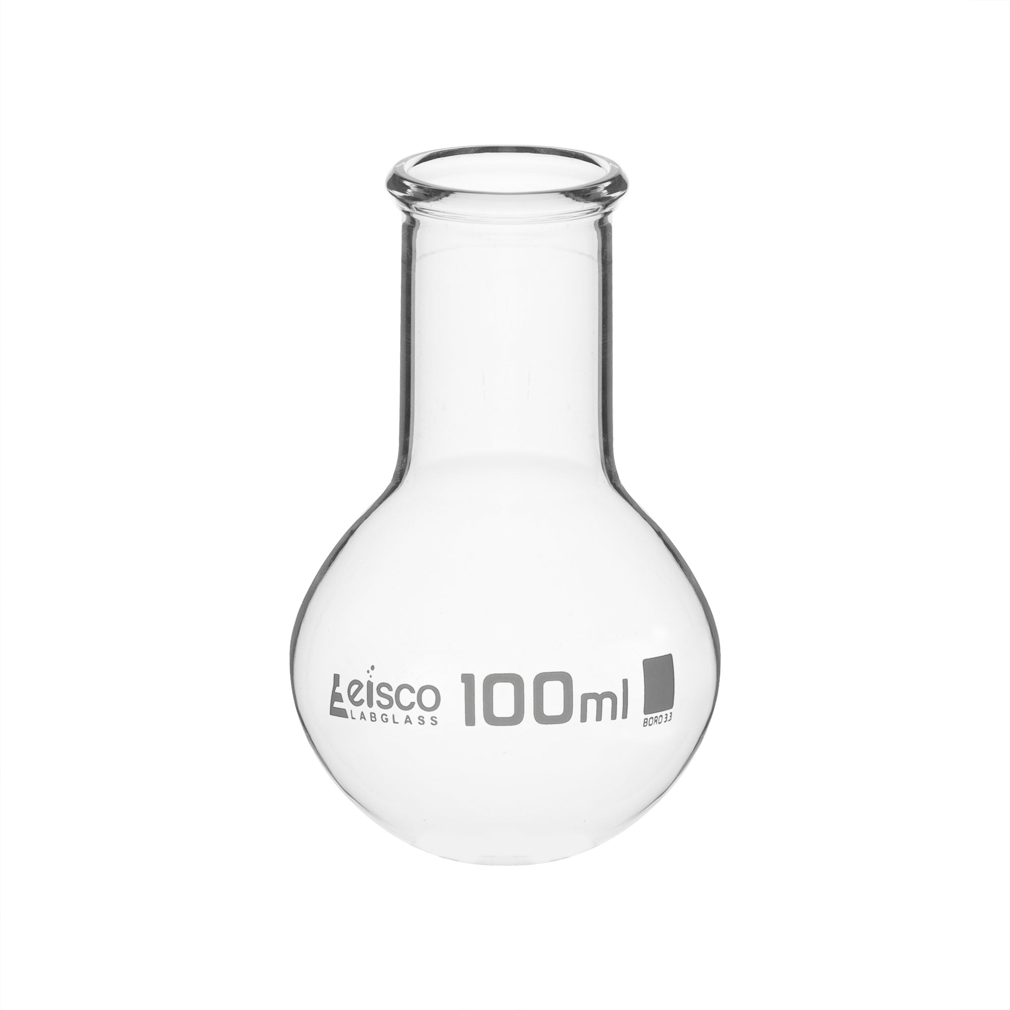 Flask Boiling 100ml, round bottom, wide neck, borosilicate glass - eiscoindustrial