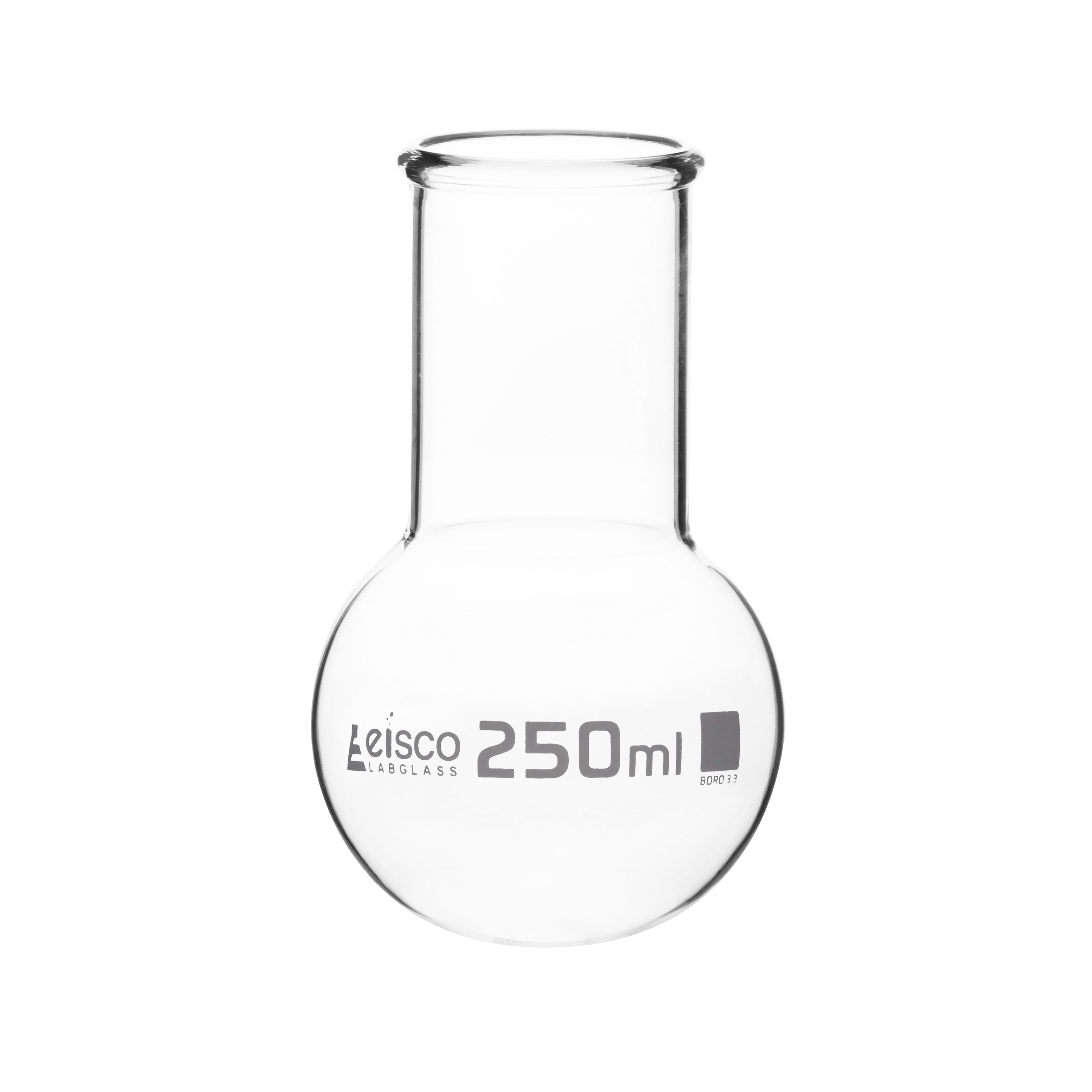 Flask Boiling 250ml, round bottom, wide neck, borosilicate glass - eiscoindustrial