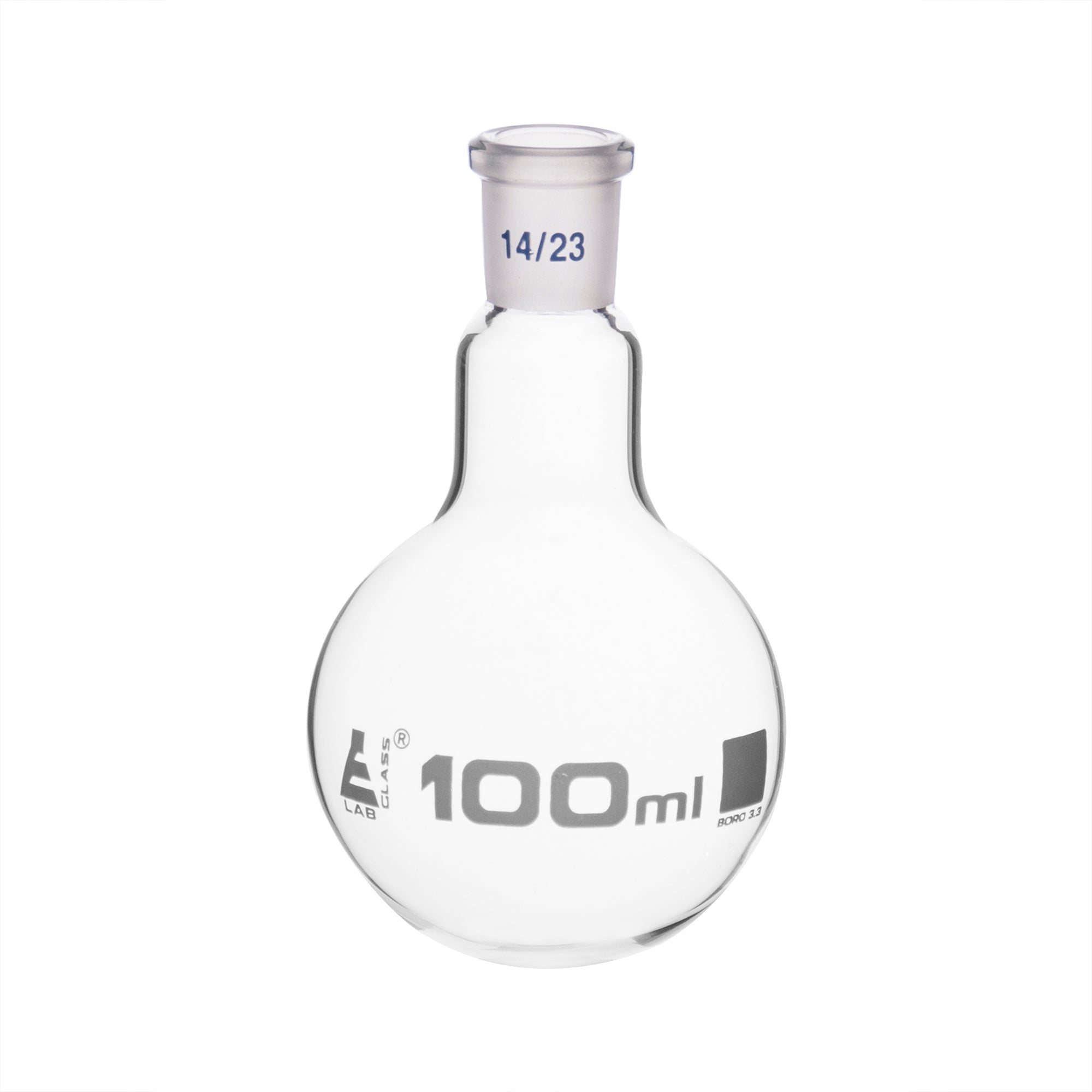 Flask Boiling with joint 100ml, socket size 14/23, round bottom, interchangeable joint, single neck, borosilicate glass - eiscoindustrial