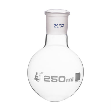 Flask Boiling with joint 250ml, socket size 29/32, round bottom, interchangeable joint, single neck, borosilicate glass - eiscoindustrial