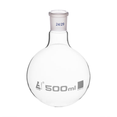 Flask Boiling with joint 500ml, socket size 24/29, round bottom, interchangeable joint, single neck, borosilicate glass - eiscoindustrial