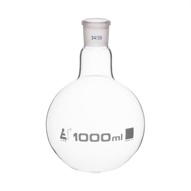 Flask Boiling with joint 1000ml, socket size 34/35, round bottom, interchangeable joint, single neck, borosilicate glass - eiscoindustrial