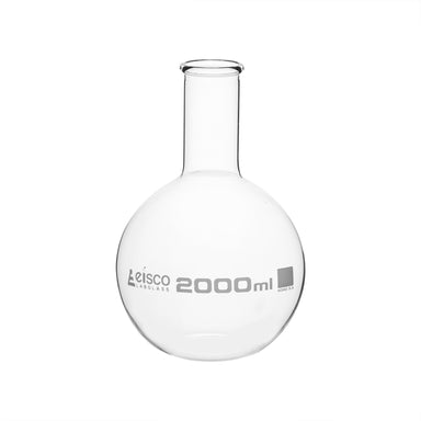 Flask Boiling - Florence, flat bottom, narrow neck with beaded rim 2000ml, borosilicate glass - eiscoindustrial