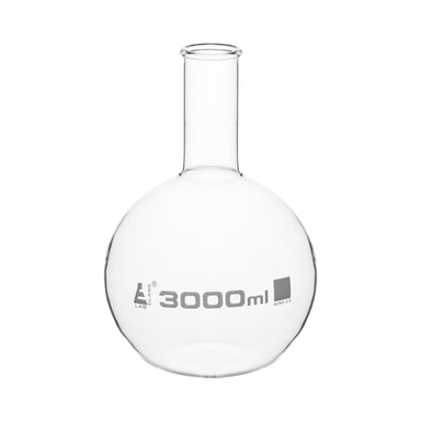 Flask Boiling - Florence, flat bottom, narrow neck with beaded rim 3000ml, borosilicate glass - eiscoindustrial