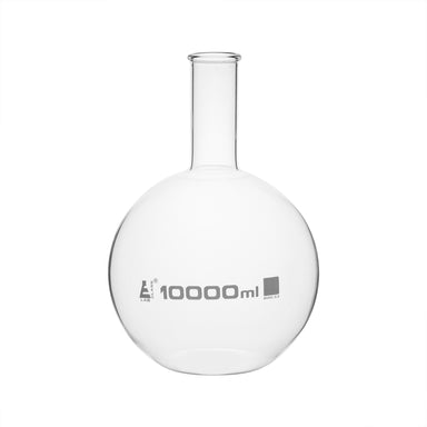 Flask Boiling - Florence, flat bottom, narrow neck with beaded rim 10,000ml, borosilicate glass - eiscoindustrial