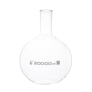 Flask Boiling - Florence, flat bottom, narrow neck with beaded rim 20,000ml, borosilicate glass - eiscoindustrial