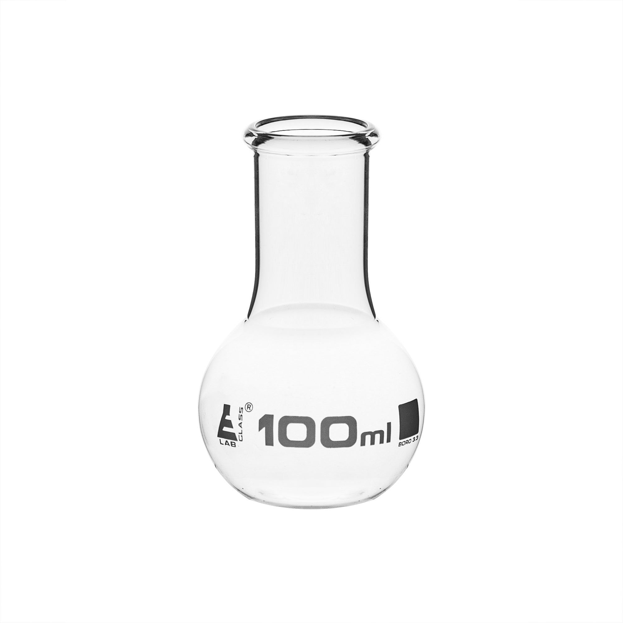 Flask Boiling Flat Bottom wide neck with rim 100ml - eiscoindustrial