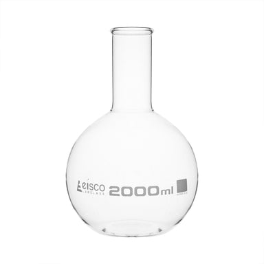 Flask Boiling Flat Bottom wide neck with rim 2000ml - eiscoindustrial