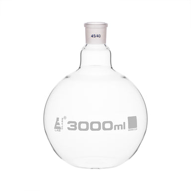 Flask Boiling with joint, flat bottom, short neck, interchangeable joint 3000ml, socket size 45/40, borosilicate glass - eiscoindustrial