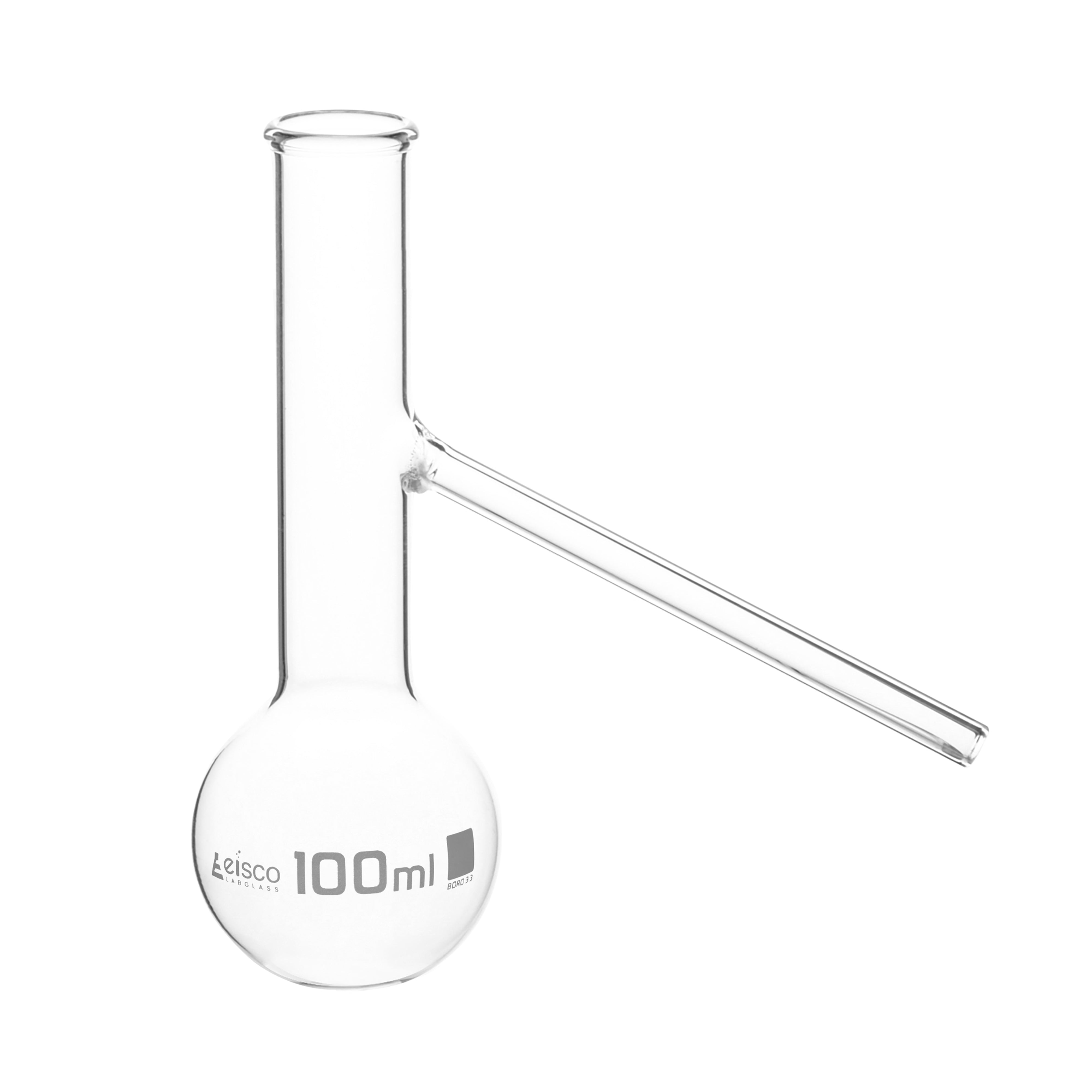 Flask Distilling with side arm 25ml., round bottom with side arm, borosilicate glass - eiscoindustrial