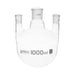 Flask Distilling round bottom, cap. 1000ml, borosilicate glass, three neck parallel, centre socket 24/29, side socket 19/26 - eiscoindustrial