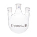 Flask Distilling round bottom, cap. 2000ml, borosilicate glass, three neck parallel, centre socket 24/29, side socket 19/26 - eiscoindustrial