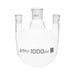 Flask Distilling round bottom, cap. 1000ml, borosilicate glass, three neck parallel, centre socket 29/32, side socket 19/26 - eiscoindustrial