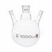 Flask Distilling round bottom, cap. 1000ml, borosilicate glass, three neck at angle, centre socket 29/32, side socket 14/23 - eiscoindustrial