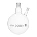 Flask with round bottom, cap. 2000ml, borosilicate glass, one oblique neck with joint, centre socket 34/35, side socket 19/26 - eiscoindustrial