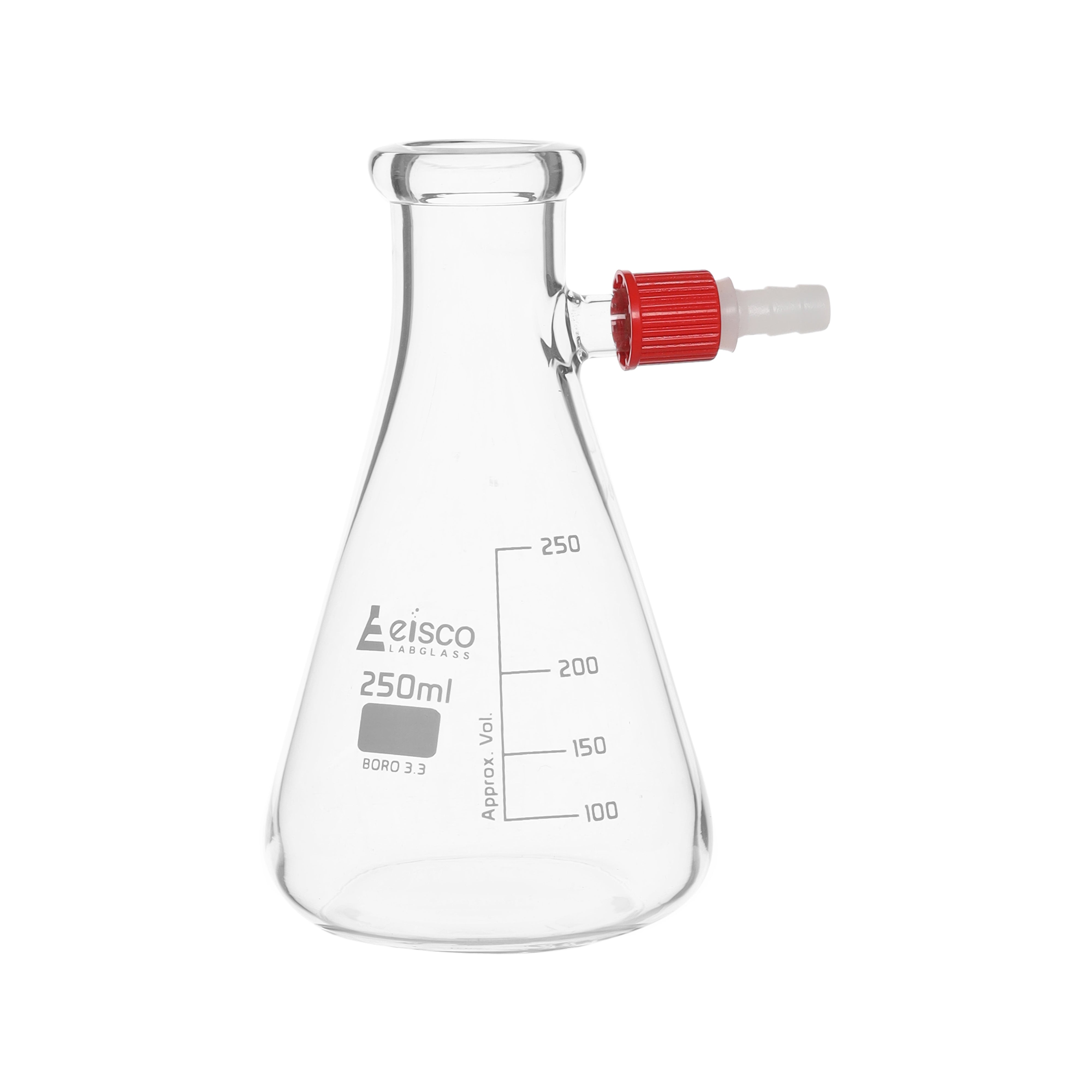 Flask Filtering 250ml., Conical, with integral side arm, Plastic Screw Thread - eiscoindustrial