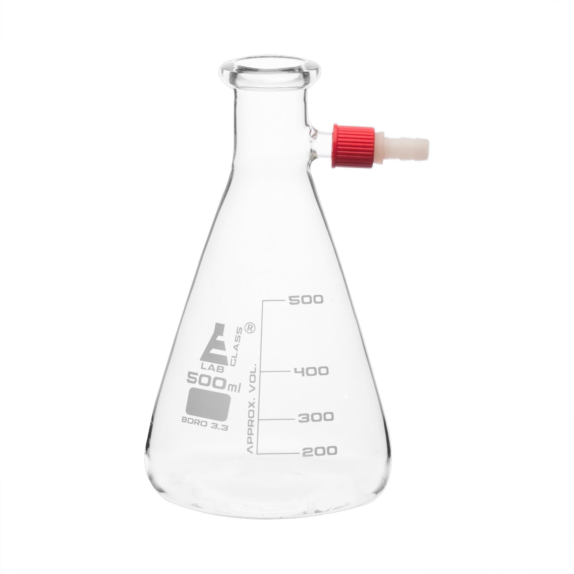 Flask Filtering 500ml., Conical, with integral side arm, Plastic Screw Thread - eiscoindustrial