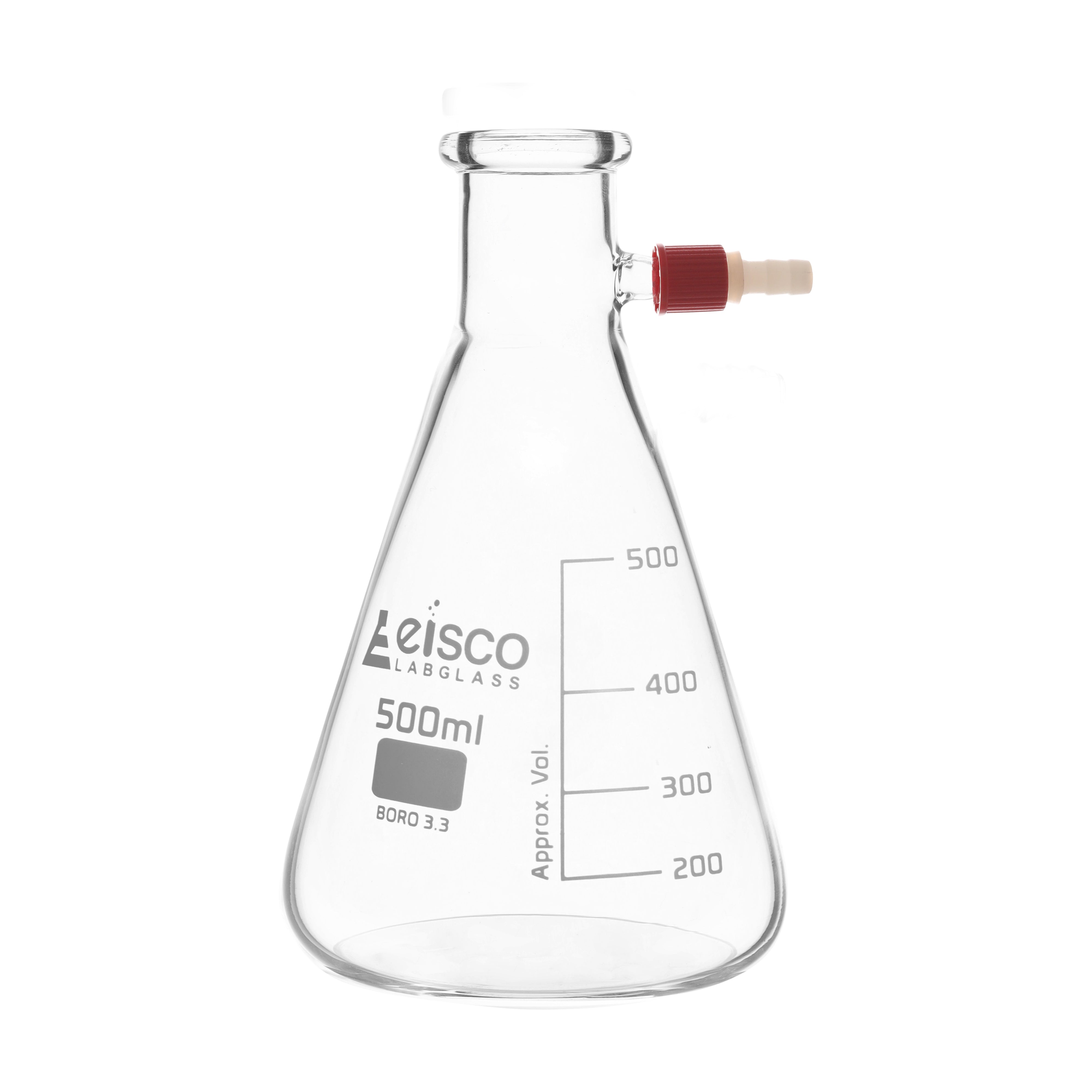 Flask Filtering 500ml., Conical, with integral side arm, Plastic Screw Thread - eiscoindustrial