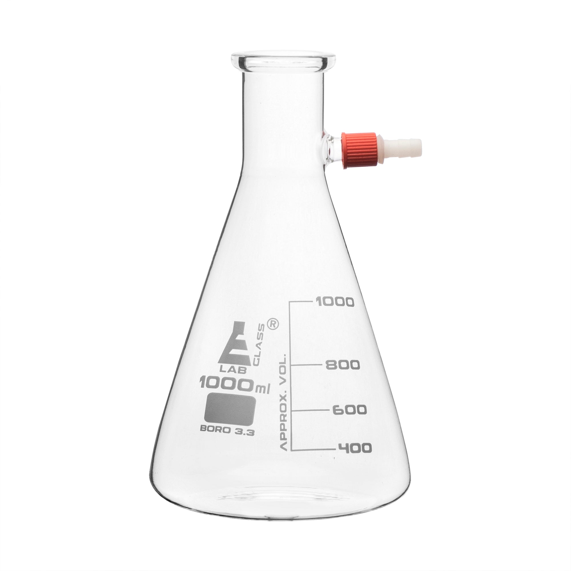 Flask Filtering 2000ml., Conical, with integral side arm, Plastic Screw Thread - eiscoindustrial