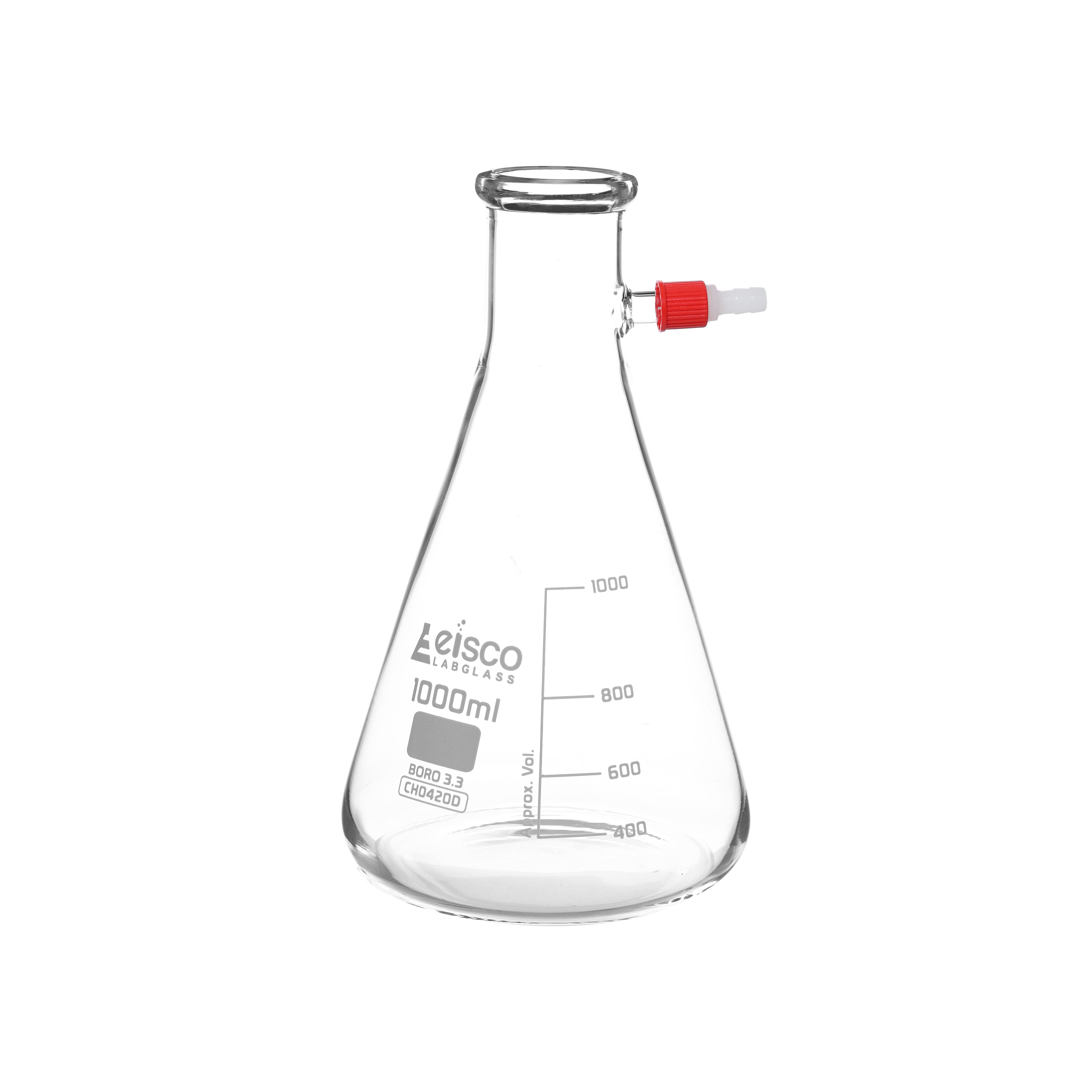 Flask Filtering 1000ml., Conical, with integral side arm, Plastic Screw Thread - eiscoindustrial